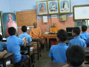 SGVEP- B Type Students attending the class at Boys' Hostel- in the presence of Sw. Satyasthanand2