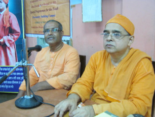 SGVEP- B Type Students attending the class at Boys' Hostel- in the presence of Sw. Satyasthananda