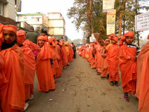 150 students appeared as Swamiji in  the Procession