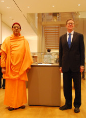1. Swami Yuktatmananda and Mr. William M. Griswold, Director, Morgan Library & Museum - Standing at Letter Display