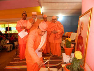 Lamp lighten by Swami  Ishatmananda  in Youth Convention in connection with 150th Birth Anniversary