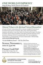 12. November 11, 2012, One World Symphony Concert Poster