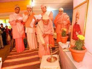 Lamp lighten by Swami  Nareshananda in Youth Convention in connection with 150th Birth Anniversary o